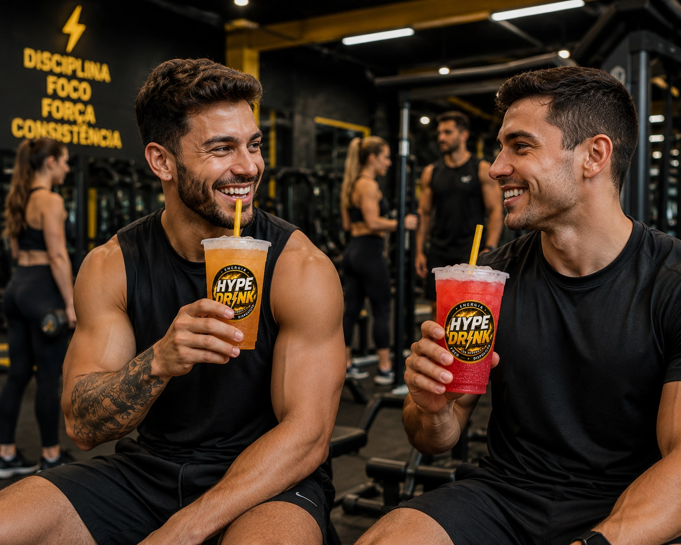 Tomando Hype Drink na academia